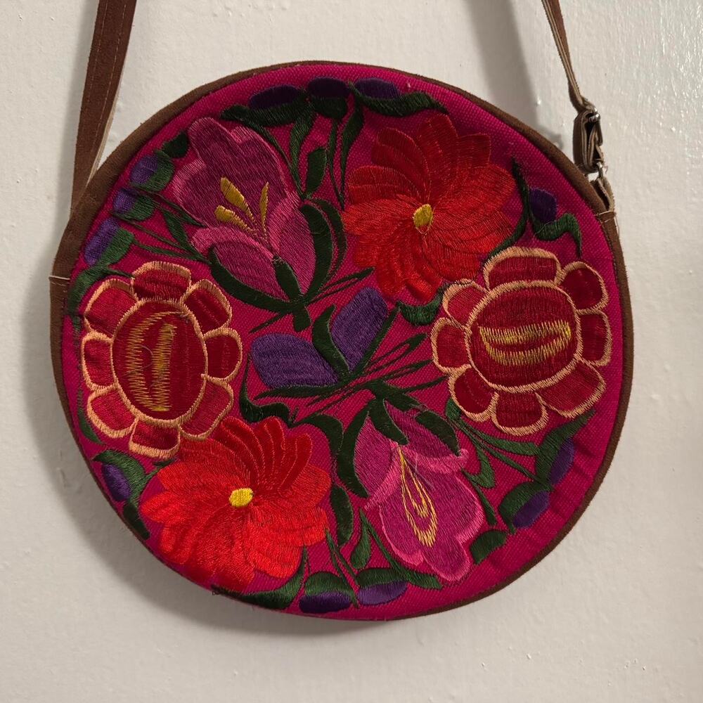 Vintage boho bohemian Wedding Guest Bag dopamine‎ Grannycore red Embroidered